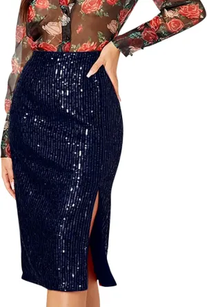 Women's High Waist Split Hem Zip Back Plain Skirt Hip Casual Half Body Skirt Rave Party Skirt for Women New Years