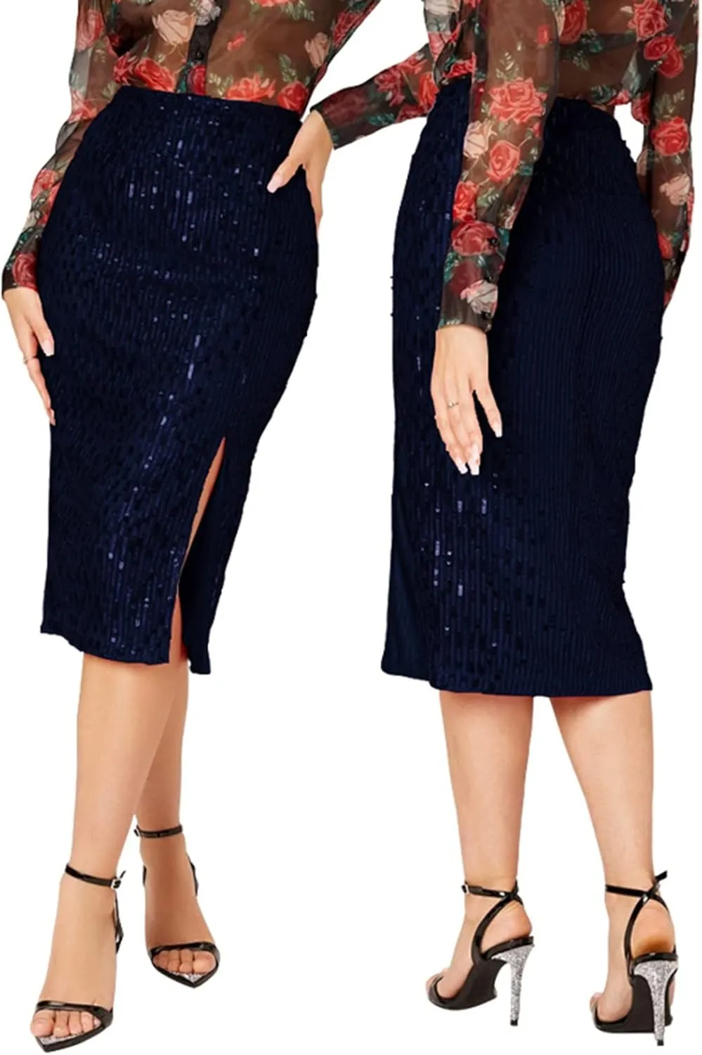 Women's High Waist Split Hem Zip Back Plain Skirt Hip Casual Half Body Skirt Rave Party Skirt for Women New Years