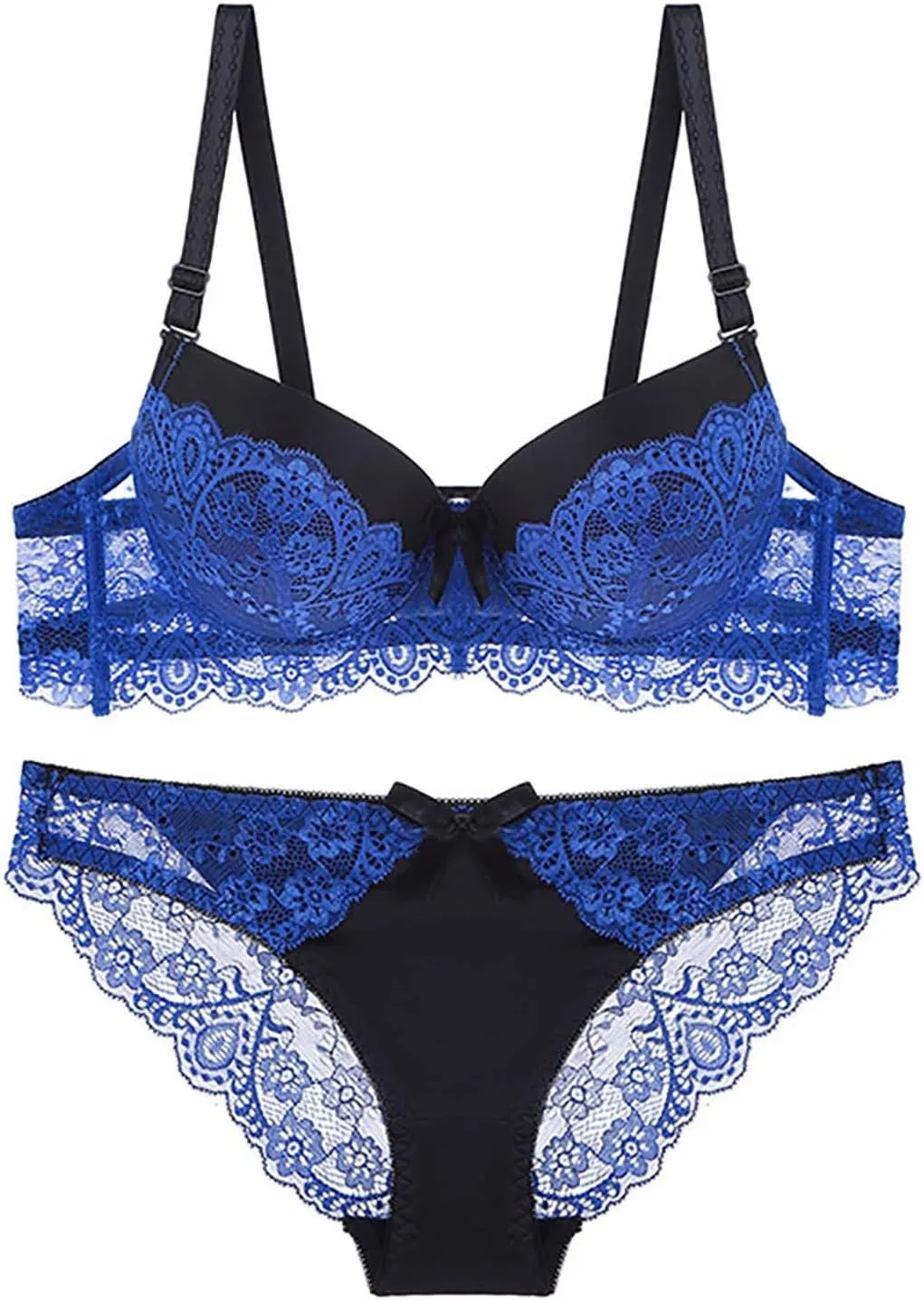 Women's Lace Bra and Panties 2 Piece Valentine Lingerie Underwear Set Sexy & Comfort Push up Matching Bralette Panty