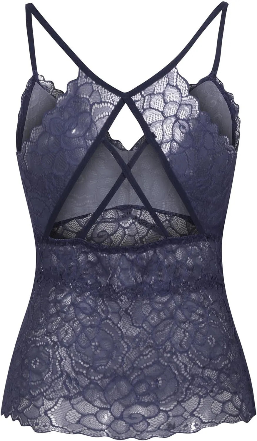 Women's Lace Bralette Cami Tops Sexy Padded Bustier Adjustable Strap Crop Top Wireless Bra Underwear