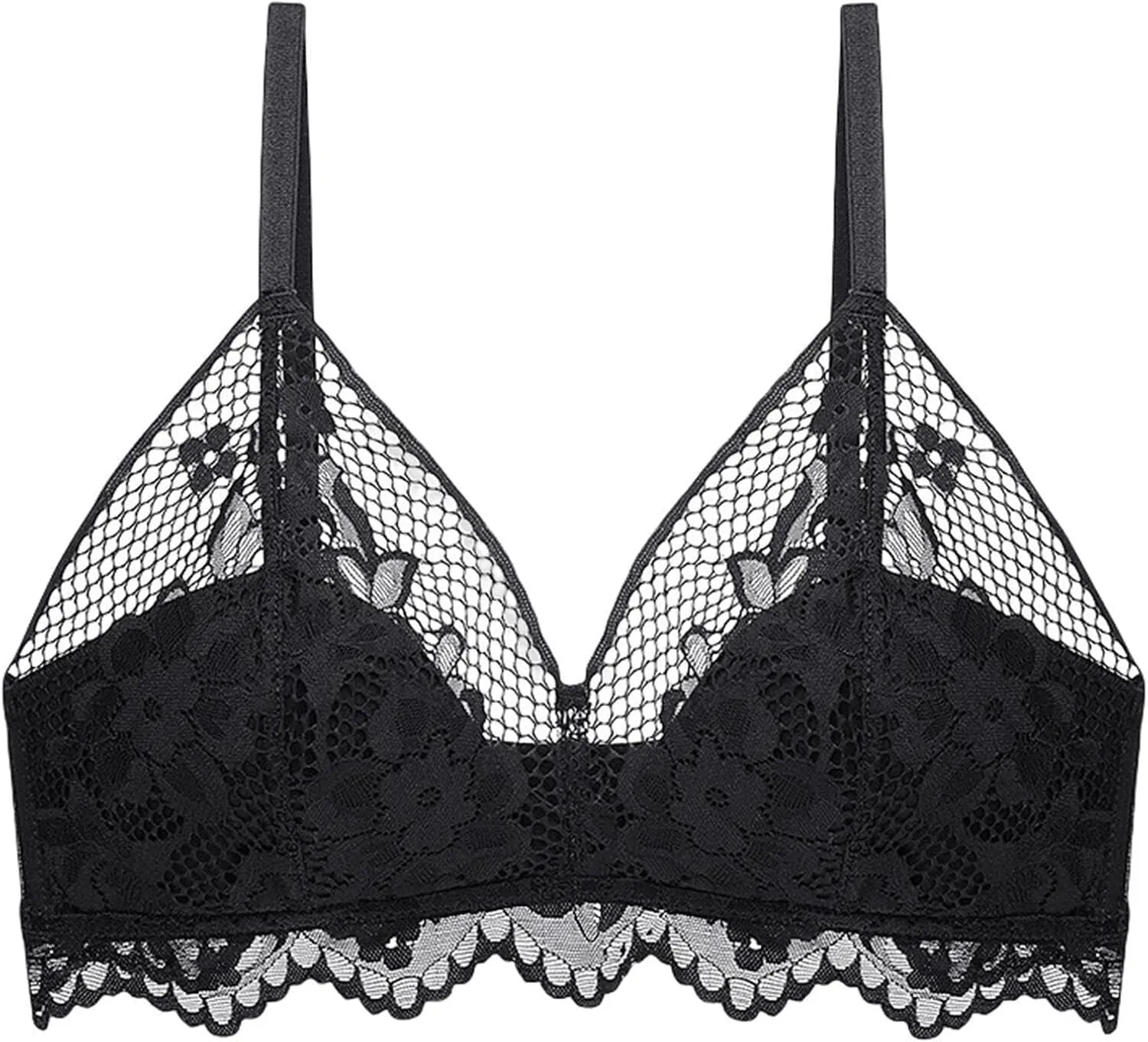 Womens Lace Plunge Bralette Set Comfort Wireless Unlined Triangle Bra & Panty Set Sexy Triangle Cup Underwea