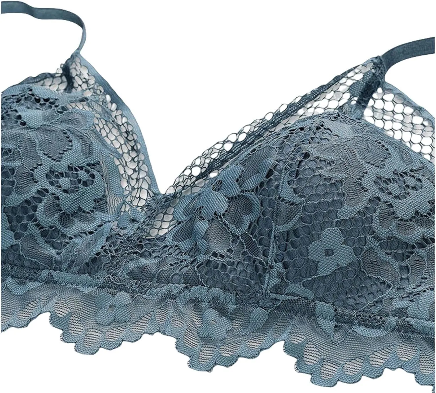 Womens Lace Plunge Bralette Set Comfort Wireless Unlined Triangle Bra & Panty Set Sexy Triangle Cup Underwea