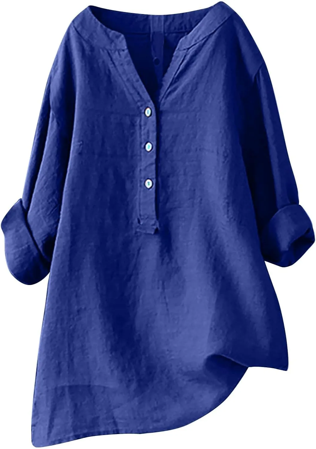 Women's Linen Shirts Summer Linen Floral Long Sleeve T-Shirts Casual Loose Fit 2025 Fashion V-Neck Blouse Top