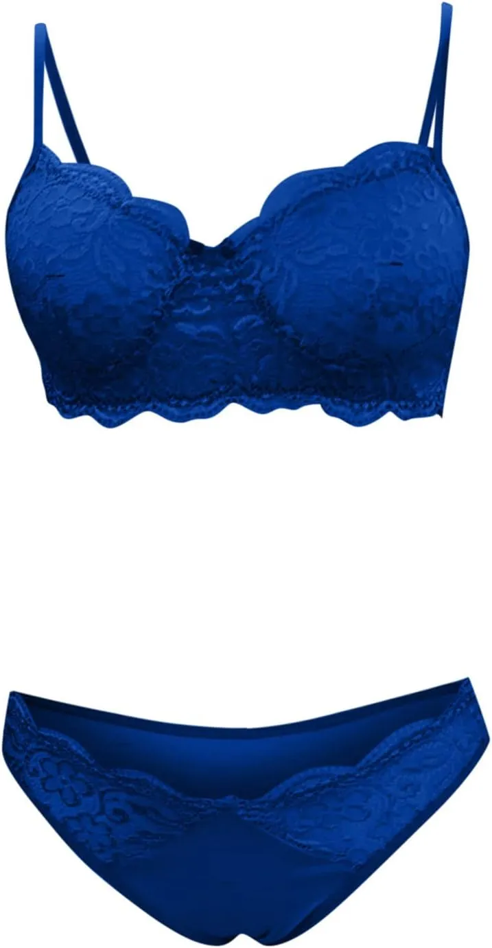 Womens Lingerie Set 2 Piece Lace Patchwork Lingerie Set Sexy V Neck Push Up Bra and Panty Sets Babydoll Sleepwear
