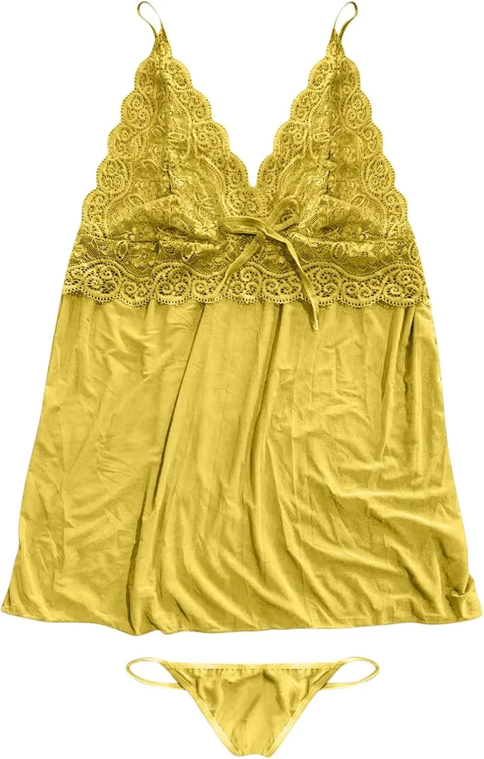 Women's Lingerie Set Stretchy Nightwear G-String Teddy Babydolls Strap Mini Dress Underwear Set