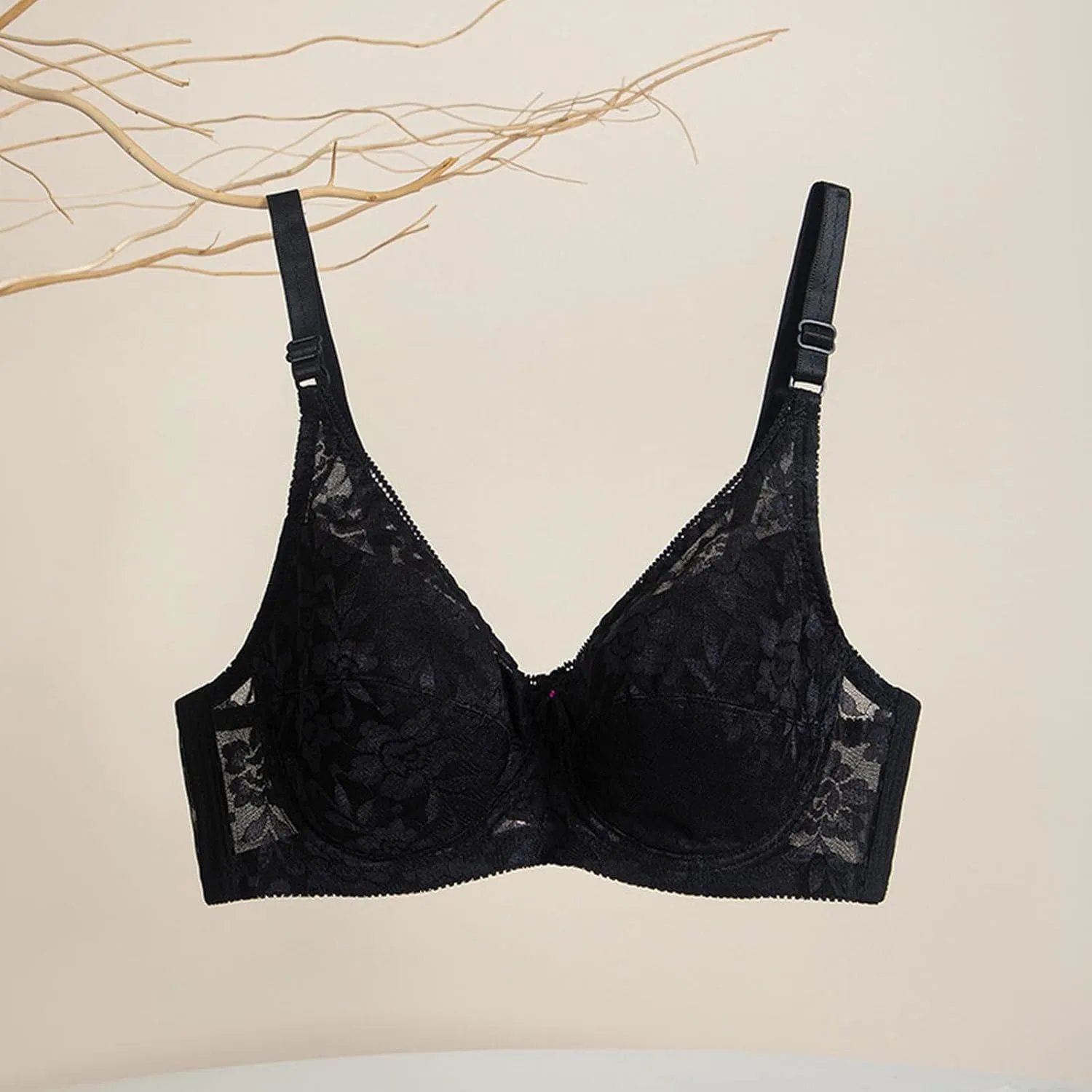 Women's Lingerie Sexy Lace Bra Push Up Effect Plus Size Bras Outfits Sheer Balconette Underwire Unlined Bralettes
