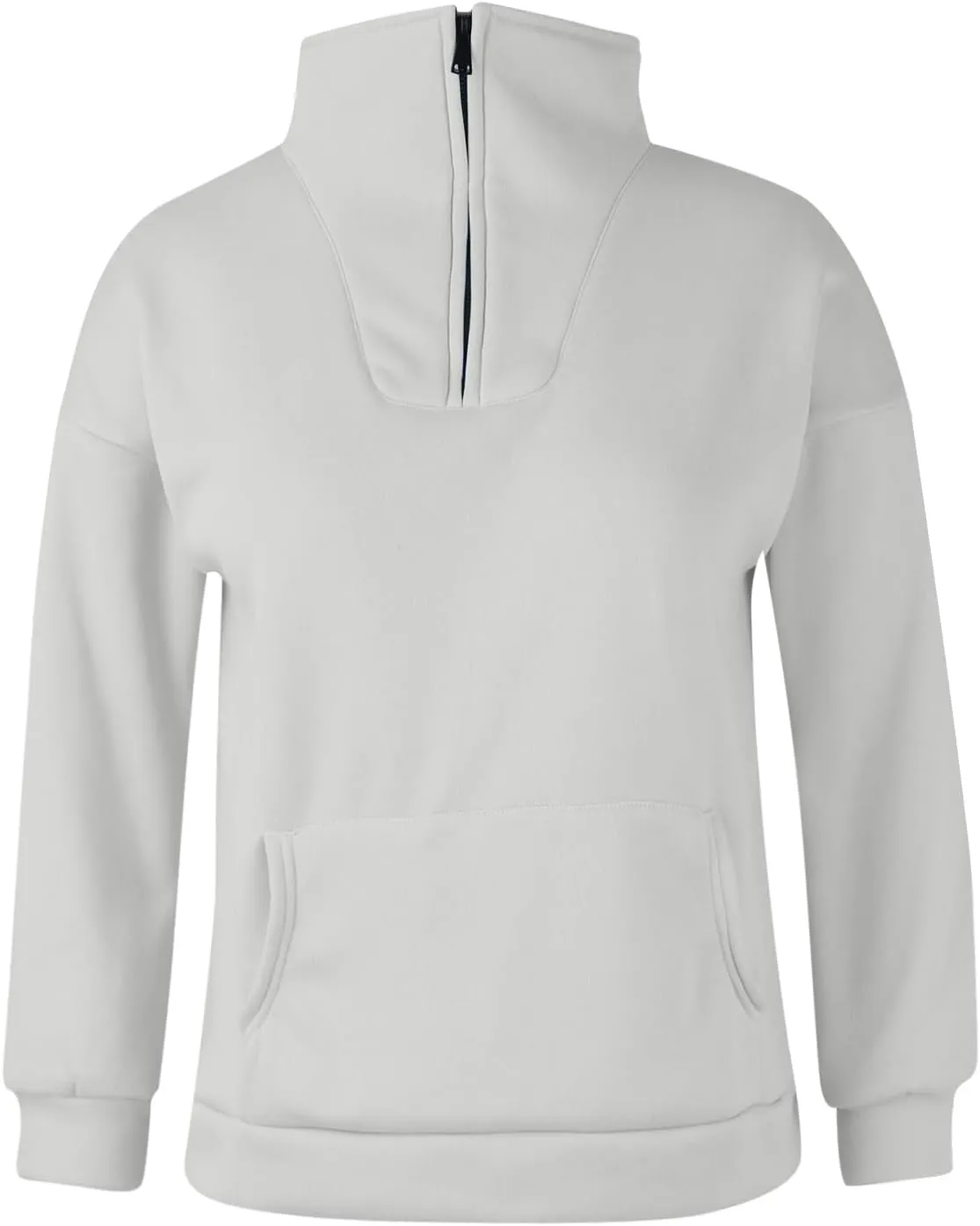 Womens Long Sleeve Solid Color Half Zip Sweatshirts Fall Winter Trendy Outfits Hoodies With Pockets Workout Pullover