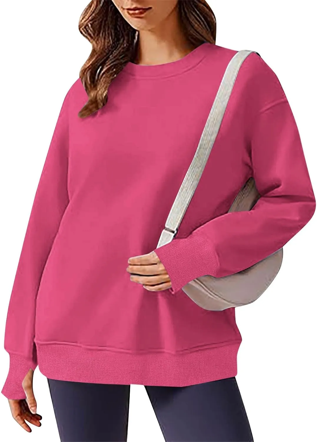 Womens Oversized Sweatshirts Spring Trendy Long Sleeve Crewneck Pullover Tops Casual Comfy Outfits with Thumb Holes