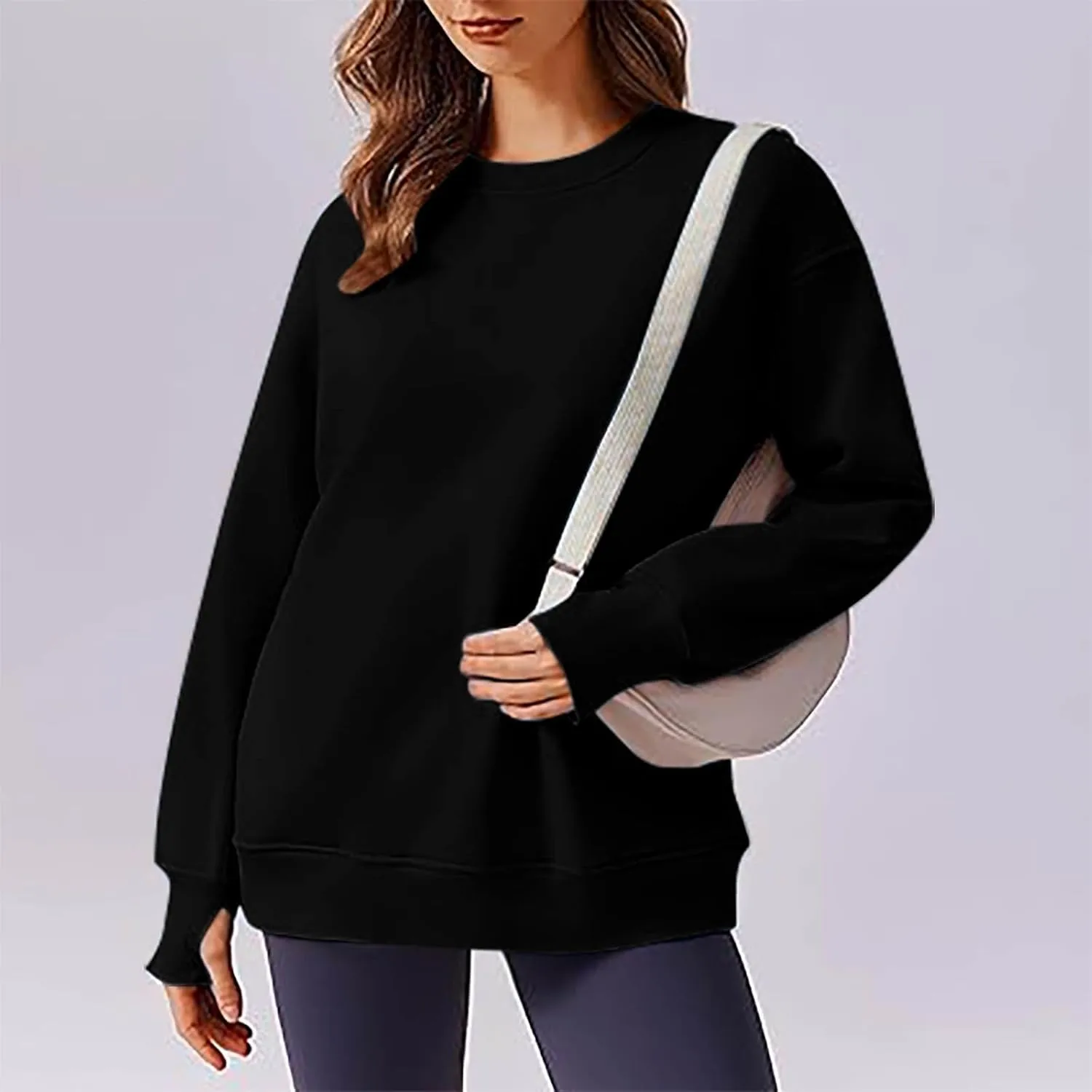 Womens Oversized Sweatshirts Spring Trendy Long Sleeve Crewneck Pullover Tops Casual Comfy Outfits with Thumb Holes