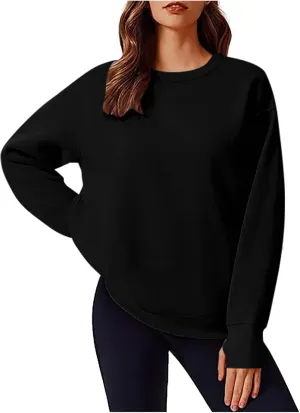 Womens Oversized Sweatshirts Spring Trendy Long Sleeve Crewneck Pullover Tops Casual Comfy Outfits with Thumb Holes
