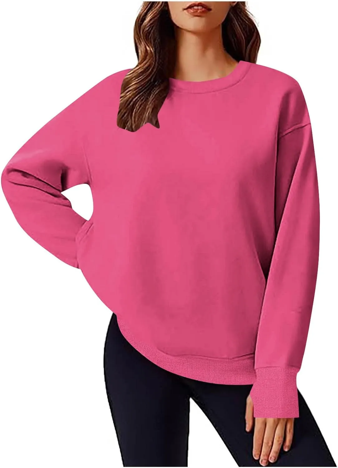 Womens Oversized Sweatshirts Spring Trendy Long Sleeve Crewneck Pullover Tops Casual Comfy Outfits with Thumb Holes