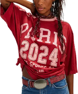 Womens Oversized Tshirt Graphic Tees Crew Neck Summer Short Sleeve Shirts Funny Letter Printed Loose Fit Y2k Trendy Tops