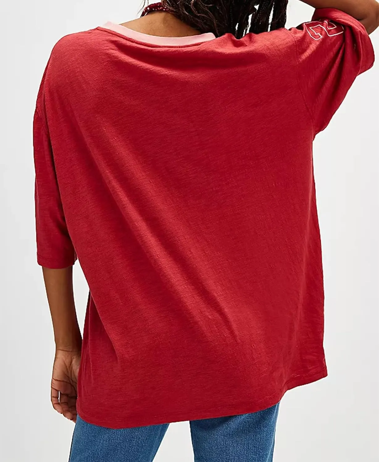 Womens Oversized Tshirt Graphic Tees Crew Neck Summer Short Sleeve Shirts Funny Letter Printed Loose Fit Y2k Trendy Tops