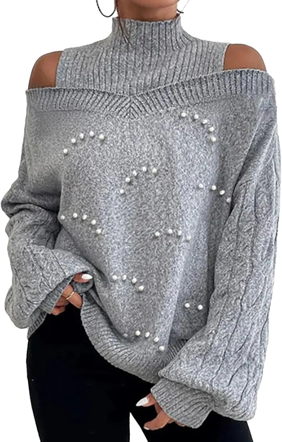 Women's Oversized Turtleneck Long Sleeve Fuzzy Knit Casual Chunky Warm 2024 Fall Pullover Pullover Sweaters for