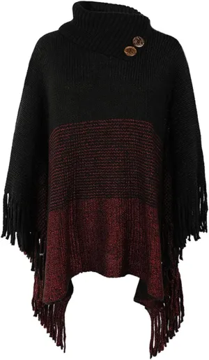 Womens Plaid Poncho Cape Winter Warm Coat Faux Fur Trim Shawl Cloak Elegant Pullover Shawls Cape Layers