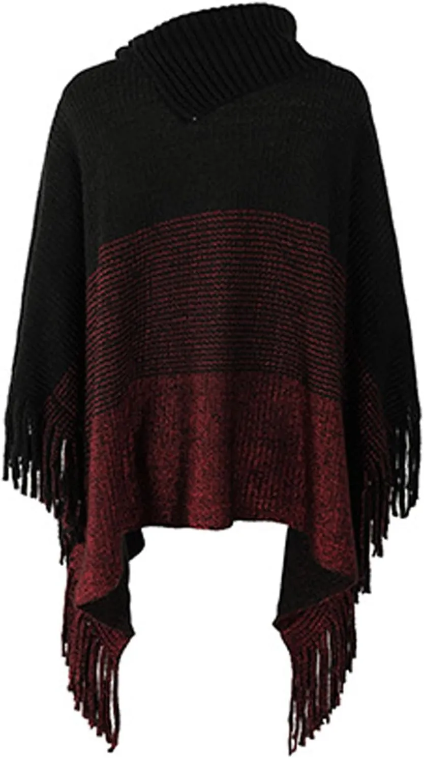 Womens Plaid Poncho Cape Winter Warm Coat Faux Fur Trim Shawl Cloak Elegant Pullover Shawls Cape Layers