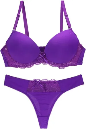 Womens Plunge Bra Panties Lingerie Set Sexy Bras Lace Lined Underwire Underwear