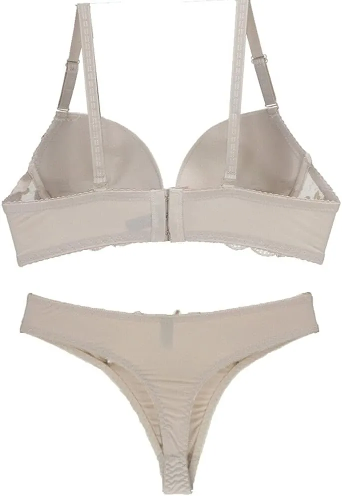 Womens Plunge Bra Panties Lingerie Set Sexy Bras Lace Lined Underwire Underwear