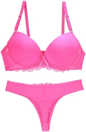 Womens Plunge Bra Panties Lingerie Set Sexy Bras Lace Lined Underwire Underwear
