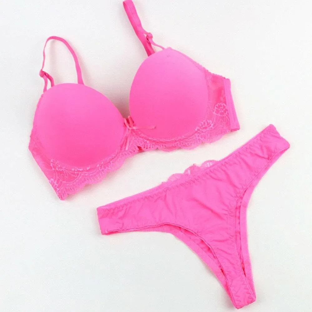 Womens Plunge Bra Panties Lingerie Set Sexy Bras Lace Lined Underwire Underwear