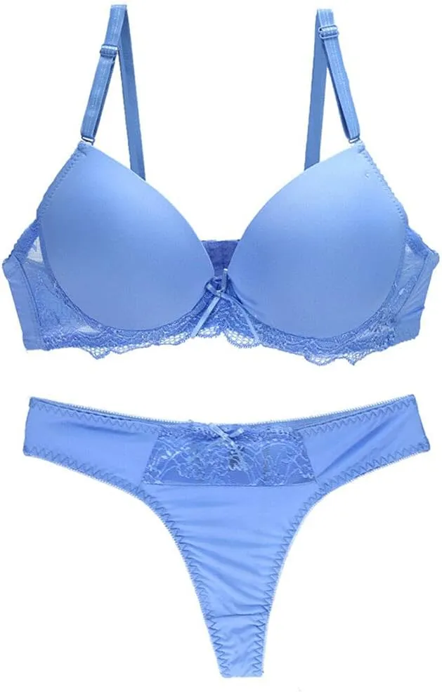 Womens Plunge Bra Panties Lingerie Set Sexy Bras Lace Lined Underwire Underwear