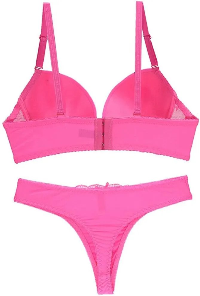 Womens Plunge Bra Panties Lingerie Set Sexy Bras Lace Lined Underwire Underwear