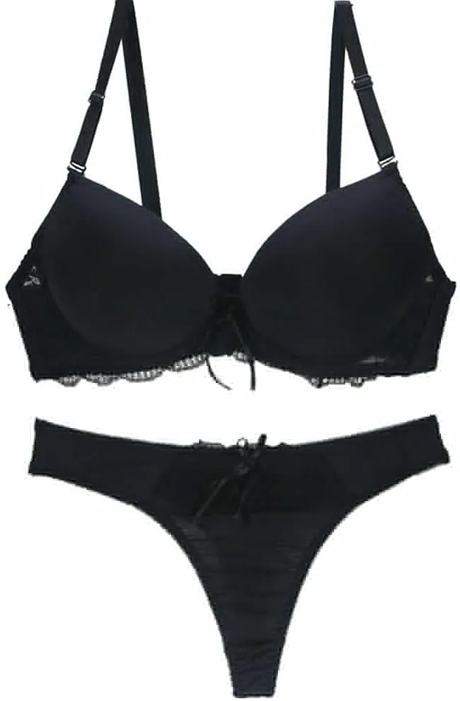 Womens Plunge Bra Panties Lingerie Set Sexy Bras Lace Lined Underwire Underwear