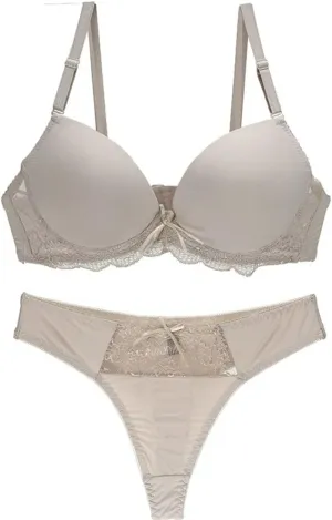 Womens Plunge Bra Panties Lingerie Set Sexy Bras Lace Lined Underwire Underwear