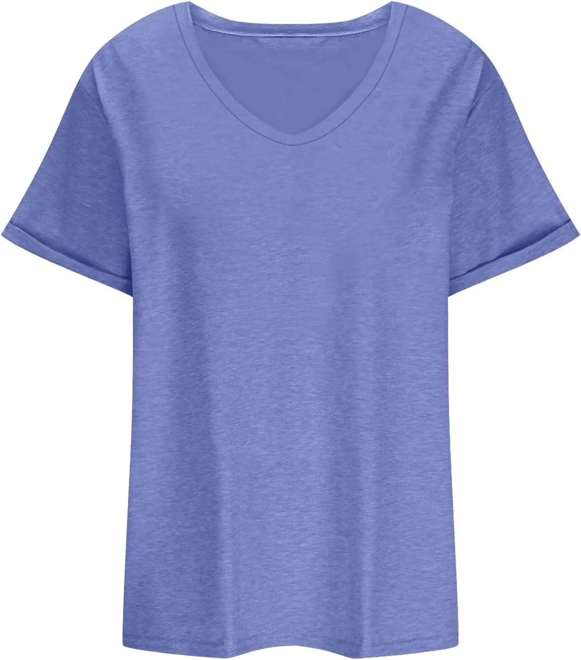 Womens Plus Size Summer Tops Short Sleeve V Neck T Shirts Casual Loose Fit Solid Tshirts Oversized Going Out Tees