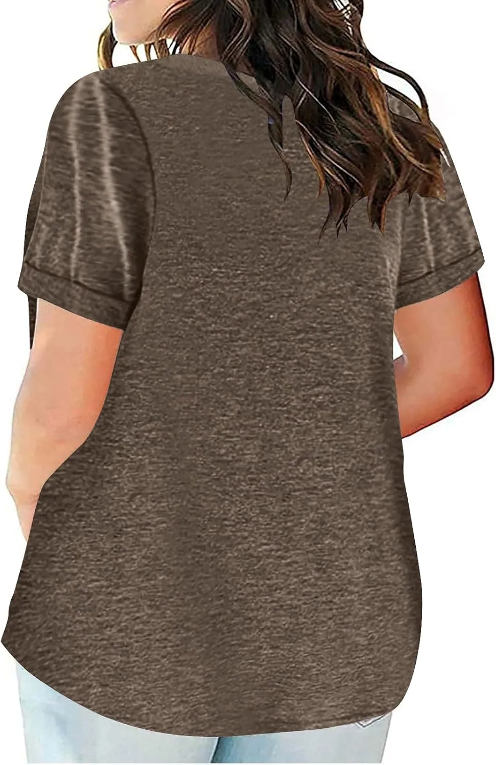 Womens Plus Size Summer Tops Short Sleeve V Neck T Shirts Casual Loose Fit Solid Tshirts Oversized Going Out Tees