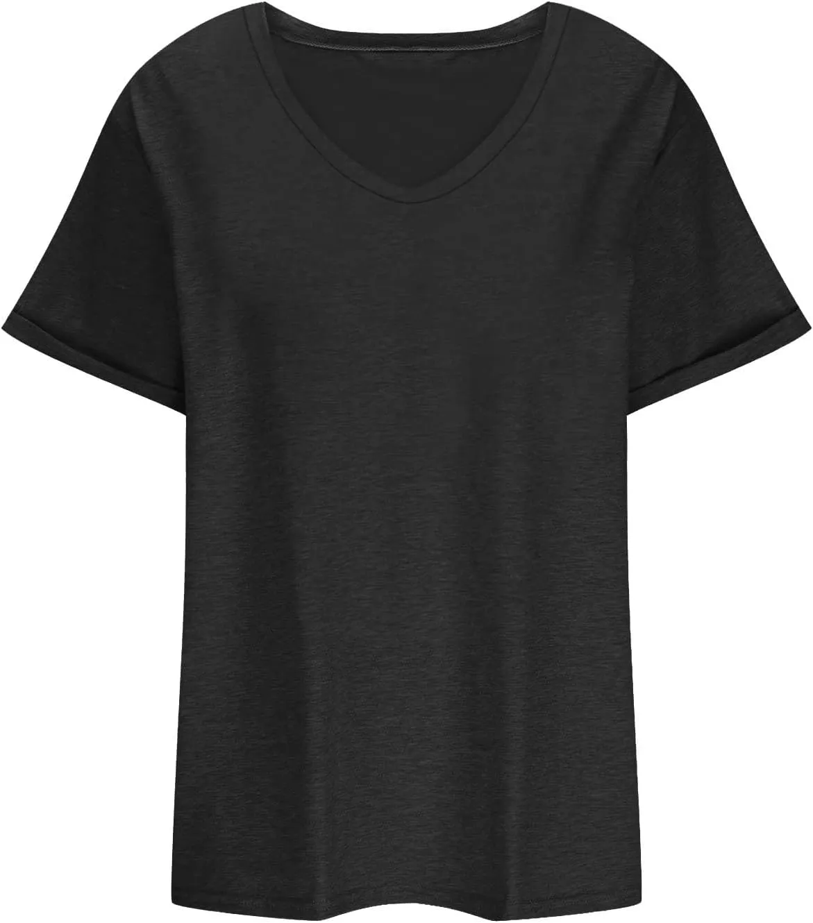 Womens Plus Size Summer Tops Short Sleeve V Neck T Shirts Casual Loose Fit Solid Tshirts Oversized Going Out Tees