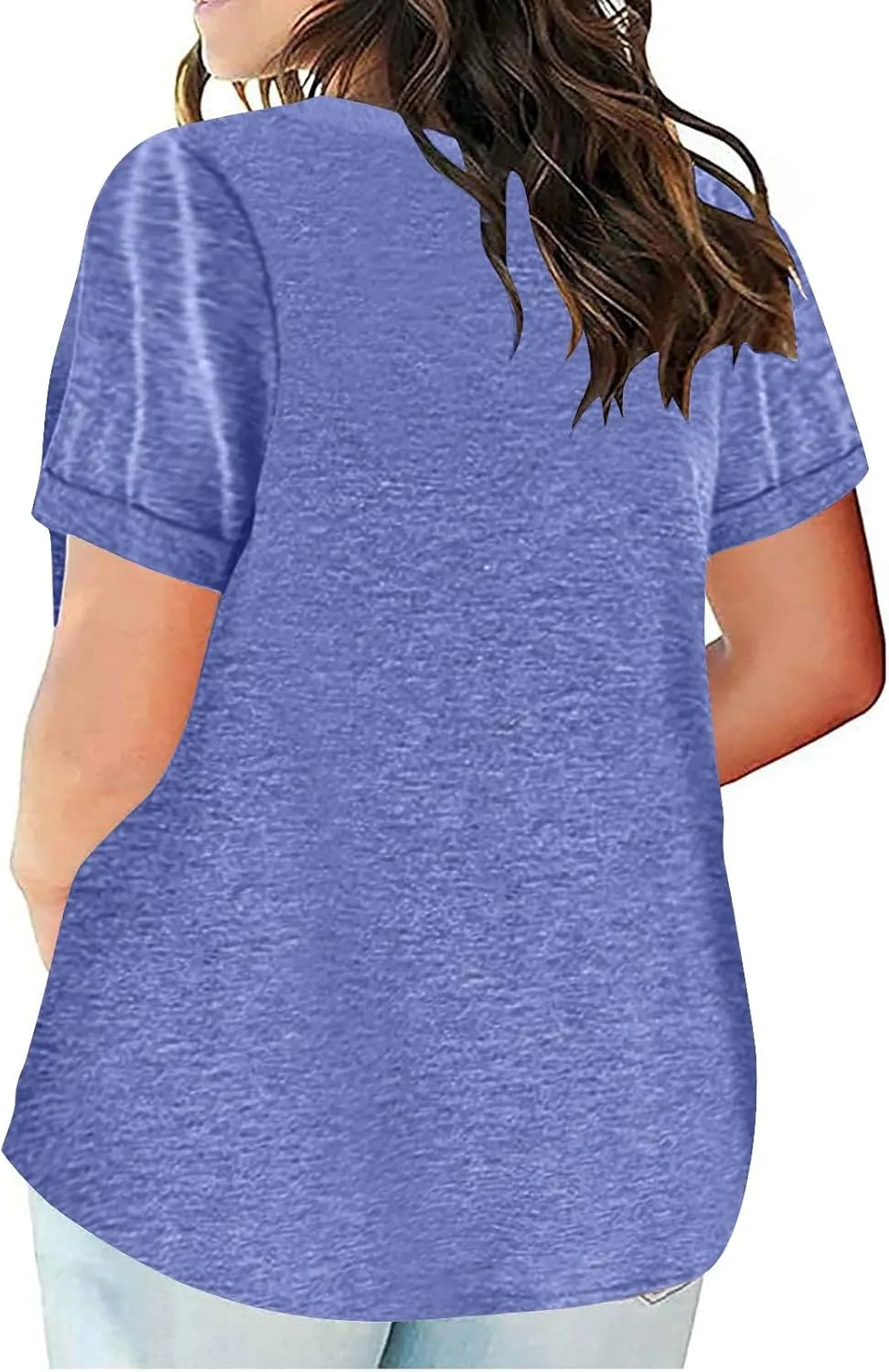 Womens Plus Size Summer Tops Short Sleeve V Neck T Shirts Casual Loose Fit Solid Tshirts Oversized Going Out Tees