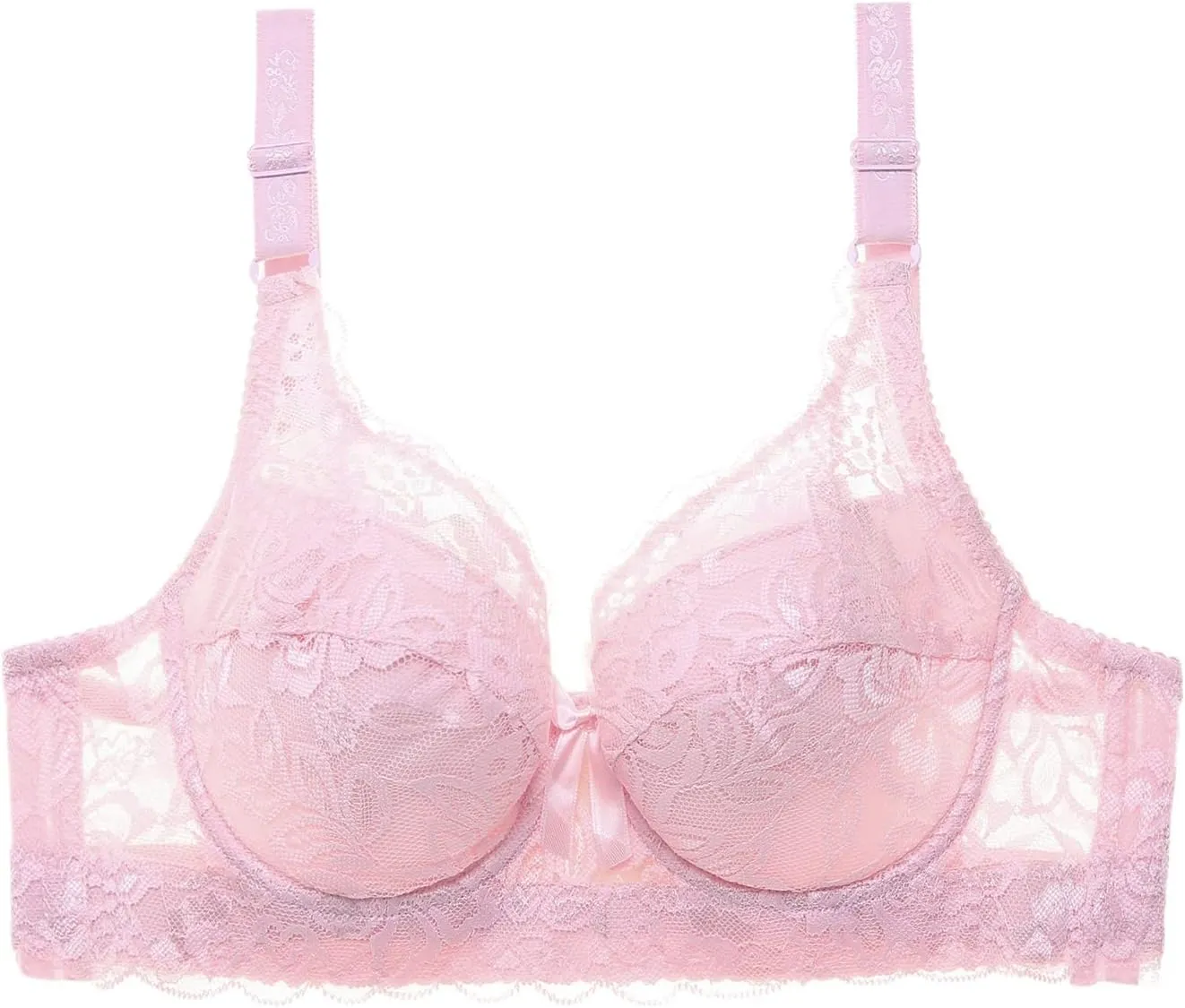 Women's Push Up Bra Underwire Padded Lace Brassiere Plunge V Sexy Floral Lacey Everyday Bra with Underwire