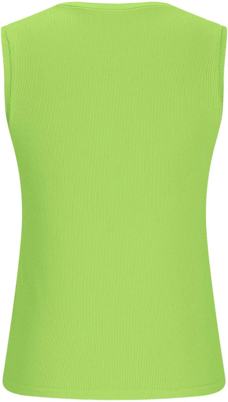 Women's Ribbed Tank Tops 2025 Summer Scoop Neck Slimming Camisole Blouses Casual Basic Knit Sleeveless Shirts Clothes