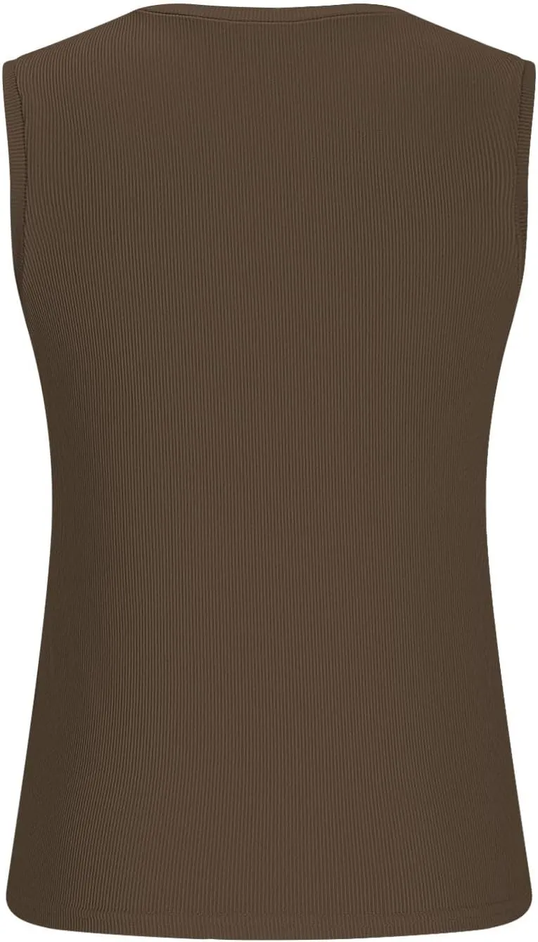 Women's Ribbed Tank Tops 2025 Summer Scoop Neck Slimming Camisole Blouses Casual Basic Knit Sleeveless Shirts Clothes