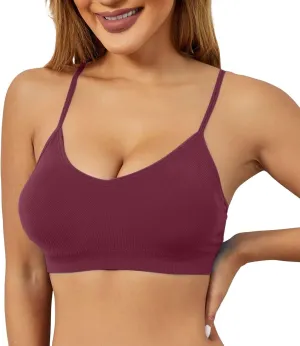 Womens Scoop Neck Longline Sports Bra - Adjustable Straps Workout Crop Tank Top with Built in Pads
