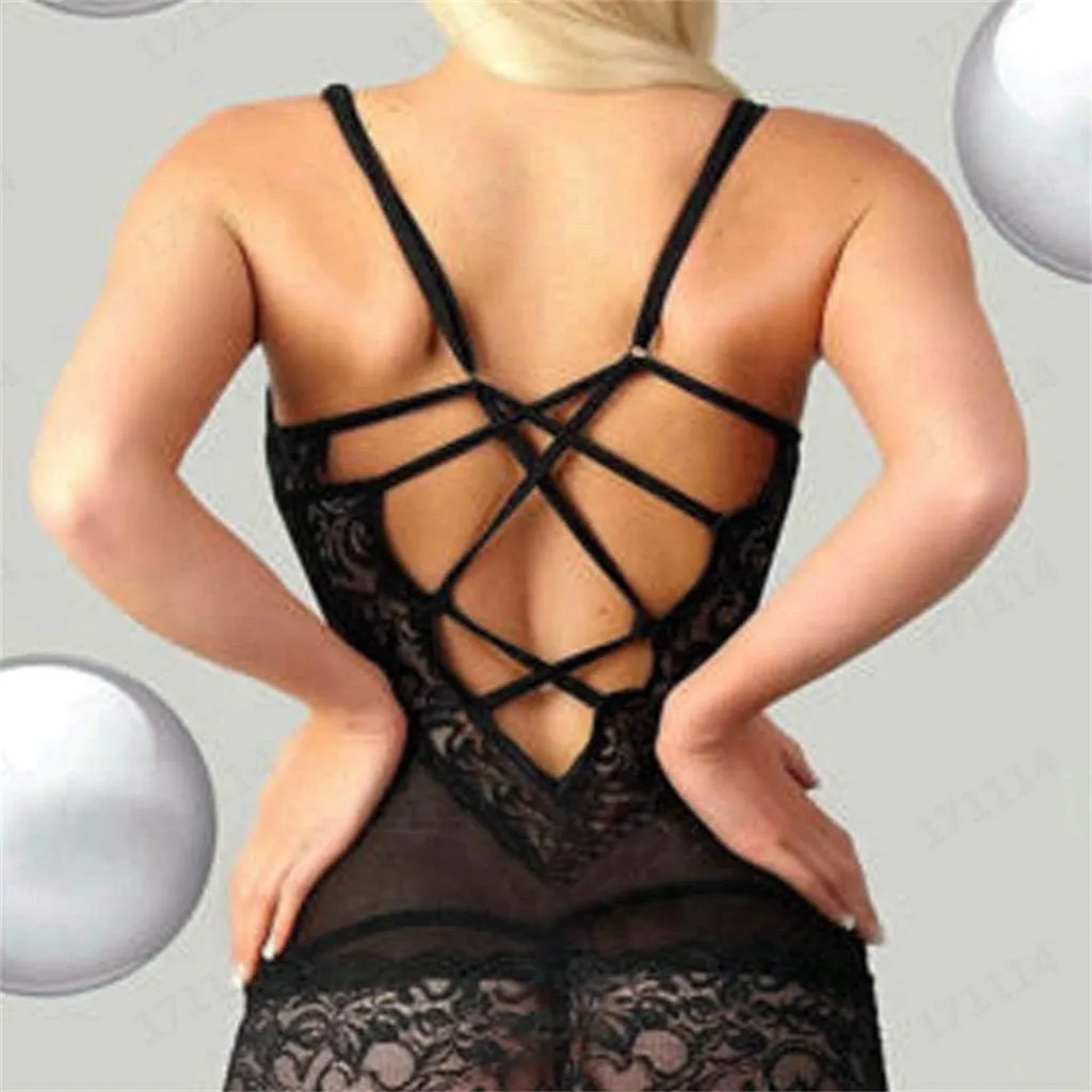 Womens Sexy Babydoll Lace Chemise Side Slit 2 Pieces Underwear Set Satin Nightwear Mini Bodysuit