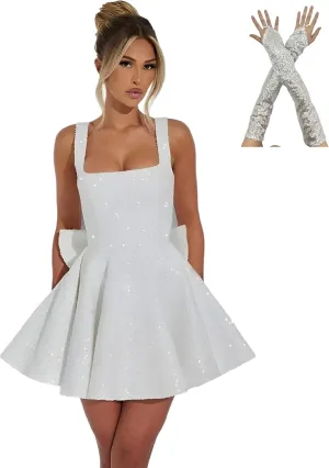 Women's Sexy Bodycon Sequin Maxi Prom Dresses Square Neck Tube Formal Party Club Dress Sequin Dress for Women