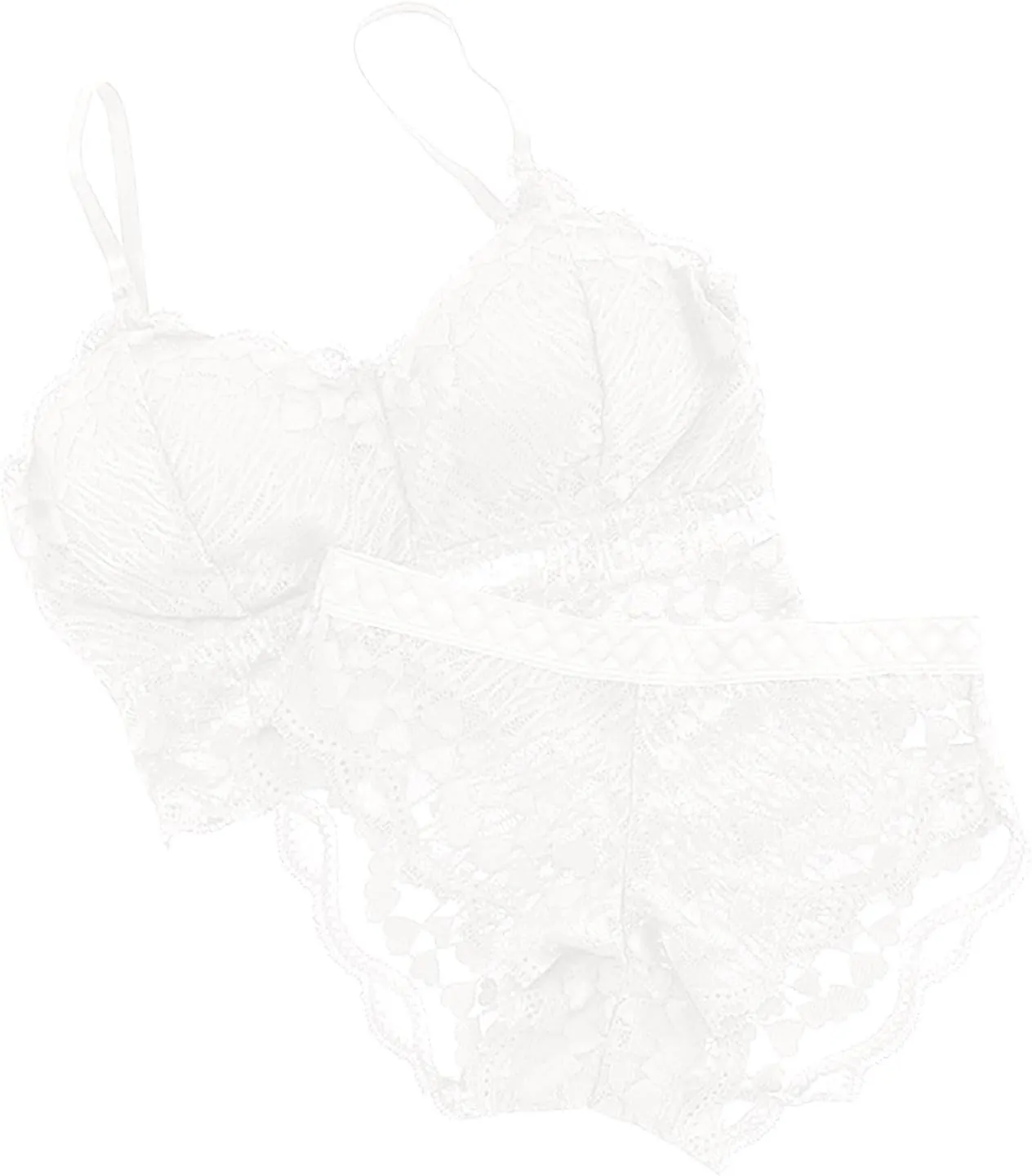 Womens Sexy Lace Lingerie Sets Comfortable Padded Lace Bralettes Tshirt Bras With See Through Panties Underwear