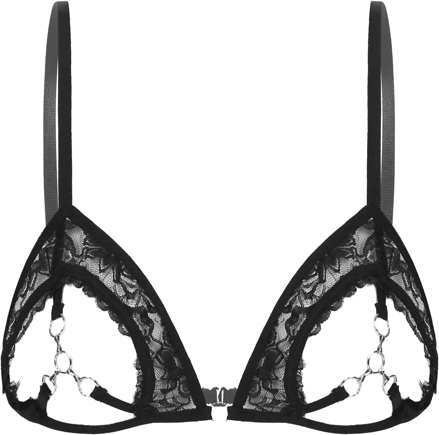 Women's Sexy Lingerie Lace Babydoll 2 Piece Strap Bralette Bra and Panty Set Push Up