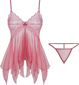 Women's Sexy Nightgowns Lingerie Sleepwear Lace Ruched Babydoll Chemise Set Sleepwear, One Size
