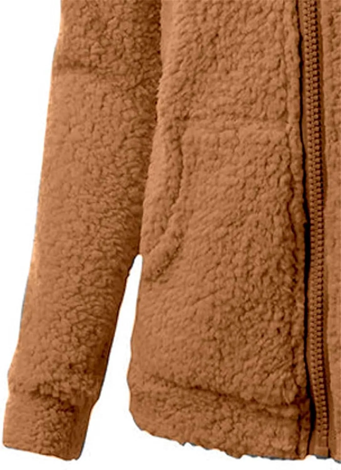 Womens Sherpa Jacket Fuzzy Plus Size Zip Up Hoodie Soft Comfy Fleece Lined Winter Coat with Pockets Warm Outerwear