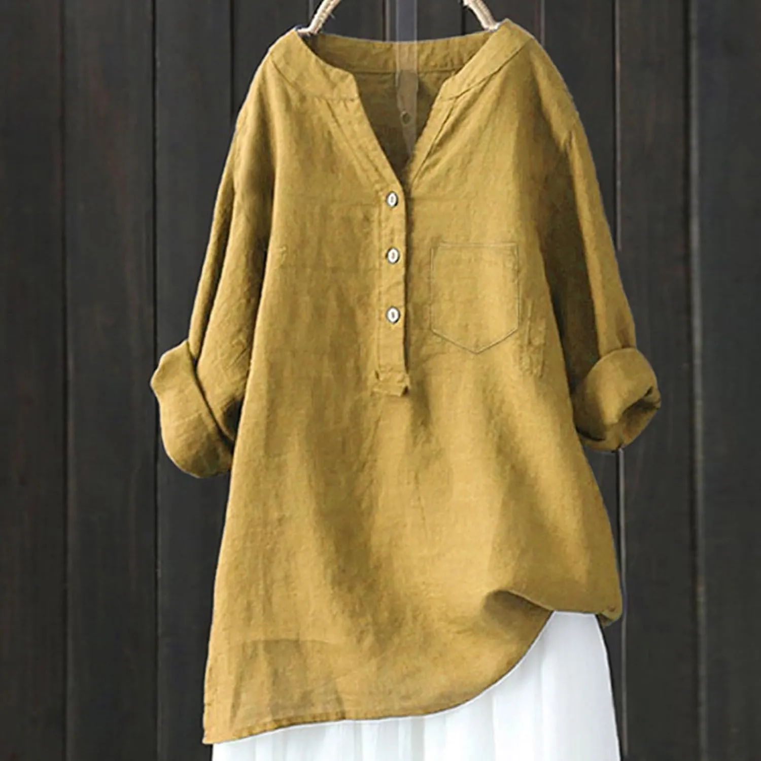 Women's Short Sleeve Linen Shirt Casual V-Neck Dressy T Shirt Floral Print Loose Fit Summer Tops