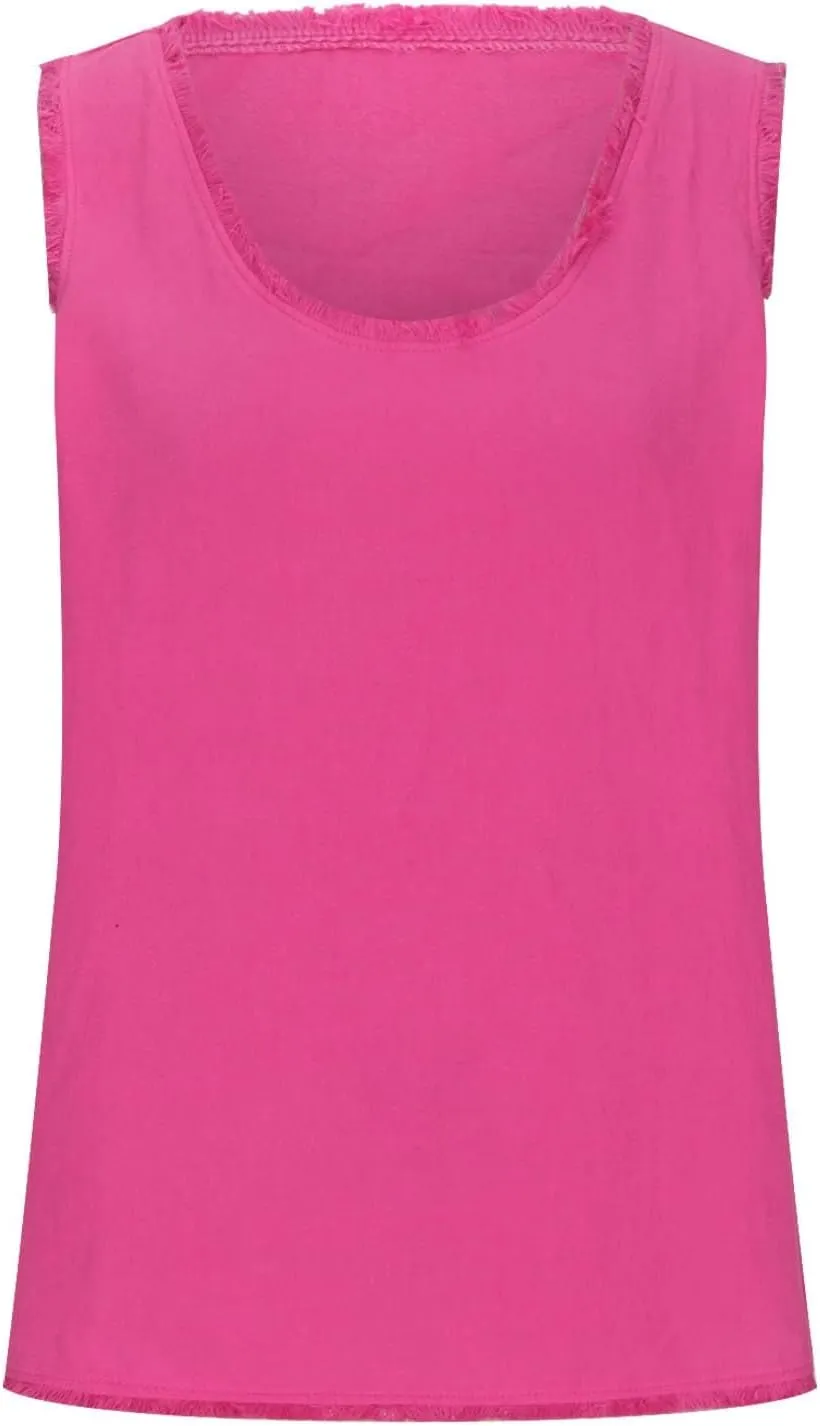 Womens Sleeveless V Neck Cotton Linen Tank Tops 2025 Summer Tank Shirts Solid Color Raw Edge Hem Camisoles Tees