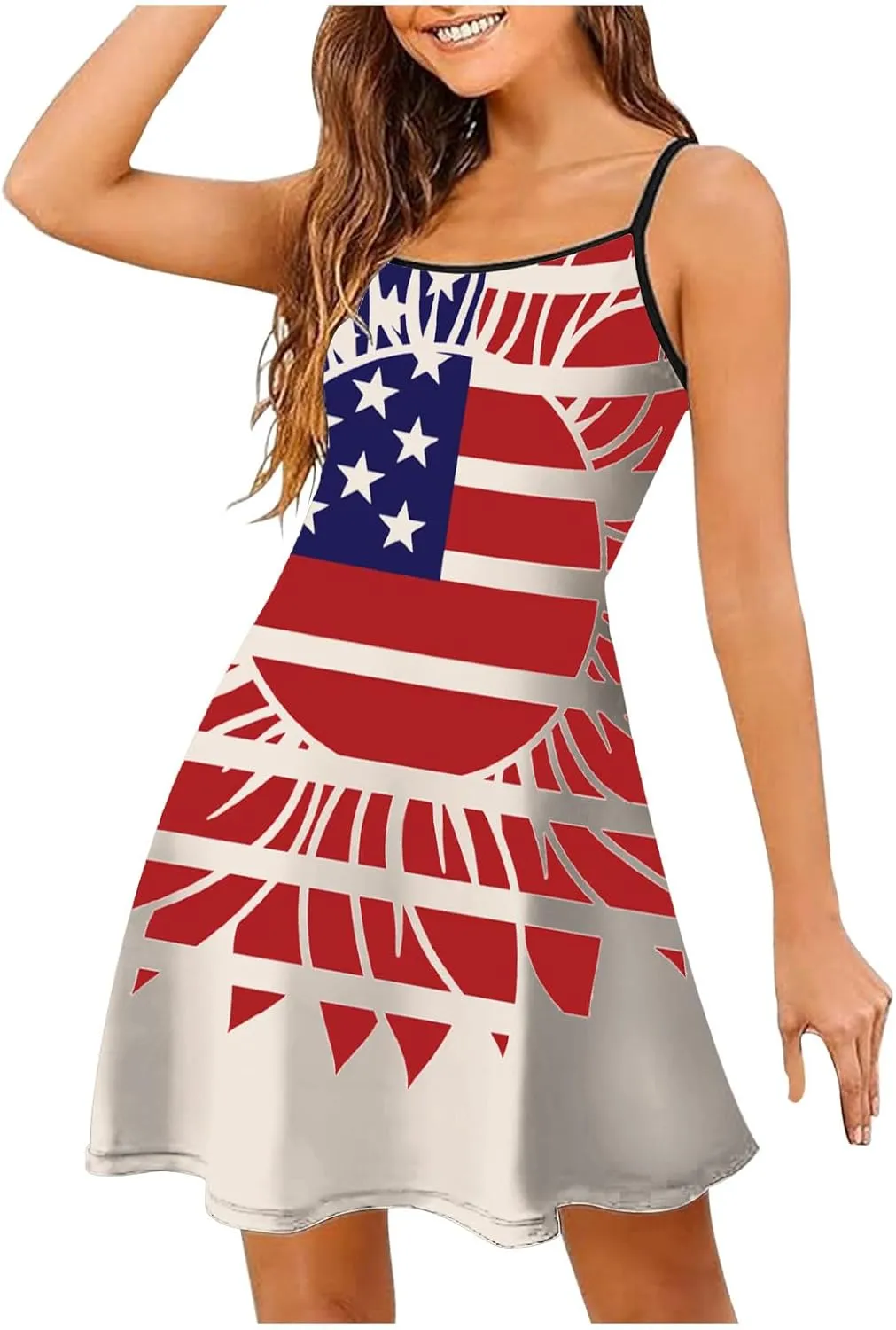 Women's Summer Dresses Independence Day Casual Miniskirts Sleeveless Sundresses Women Dresses Fall Casual