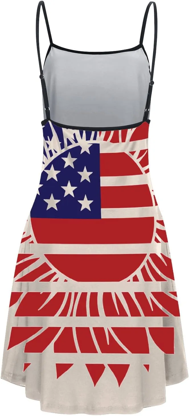 Women's Summer Dresses Independence Day Casual Miniskirts Sleeveless Sundresses Women Dresses Fall Casual