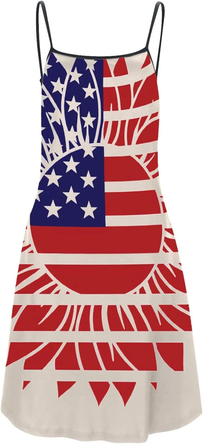 Women's Summer Dresses Independence Day Casual Miniskirts Sleeveless Sundresses Women Dresses Fall Casual