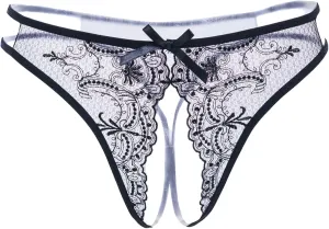 Women's Thong G-String Underwear String Lace Mid-Rise Open Front Cut Out Panties Soft Invisibles Lingerie Panties