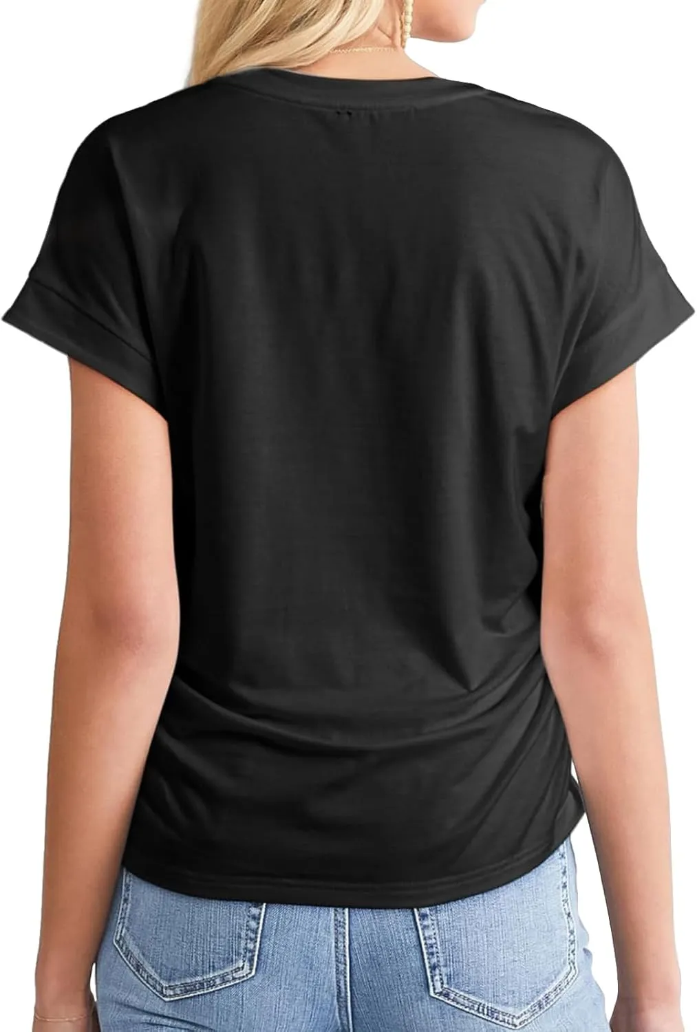 Womens Tops Oversized Business Casual Summer Shirts Trendy Cap Sleeve Crew Neck Loose Fit Basic Tee Outfits