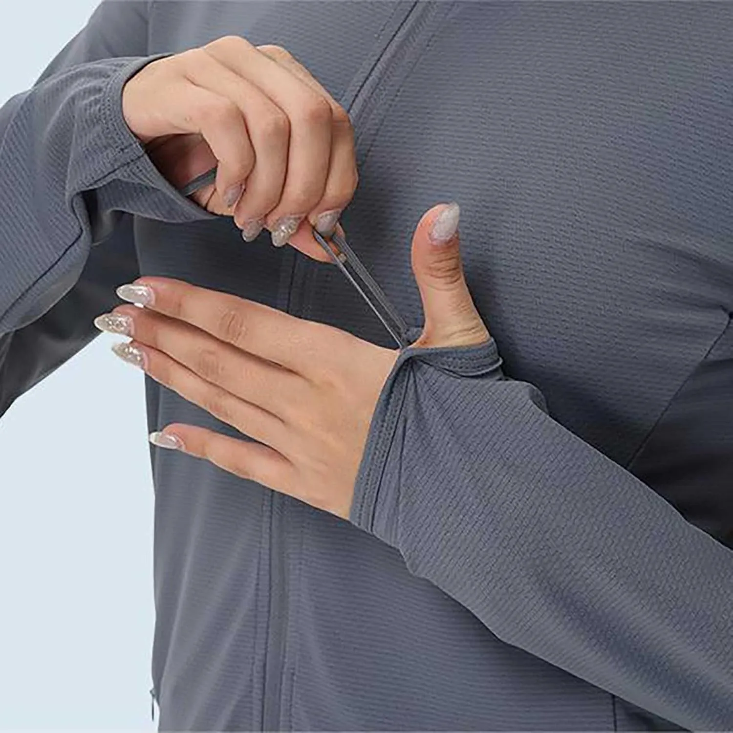 Womens UPF 50  Sun Protection Hoodie Jacket Lightweight Athletic Jacket with Zip Pockets Full Zip Long Sleeve Shirts